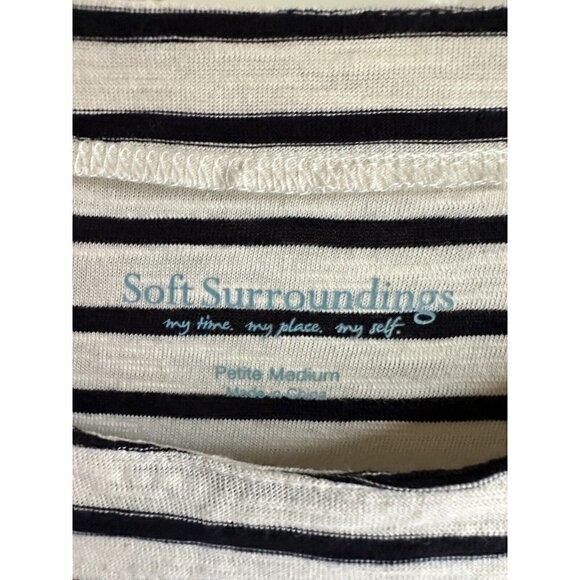 Soft Surroundings Left Bank Nautical Dress MP Eyelet Lace Stripe Scallop Hemline - Picture 4 of 9